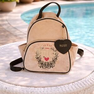 Juicy Couture heritage Mini Backpack Pink Velour Heart Charm New Without Tags
